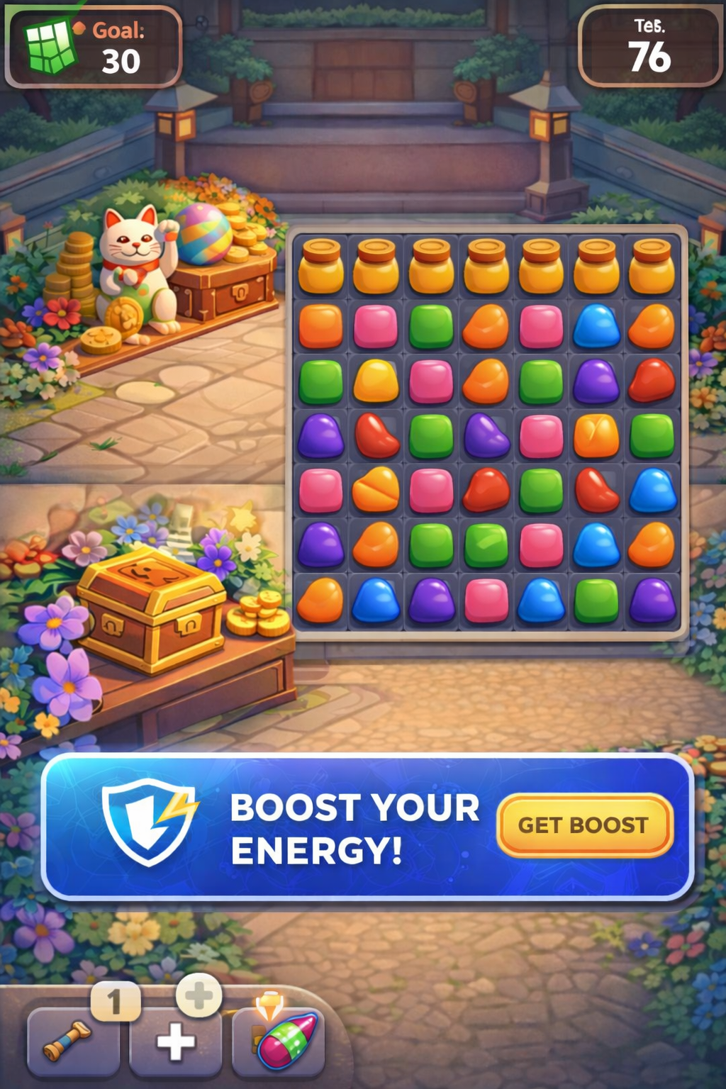 Puzzle game screenshot showing measurement-only telemetry