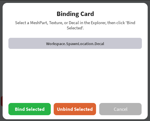 Completed binding showing texture path